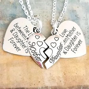 Silver 2pc Mom Daughter Necklace Set Mothers Day